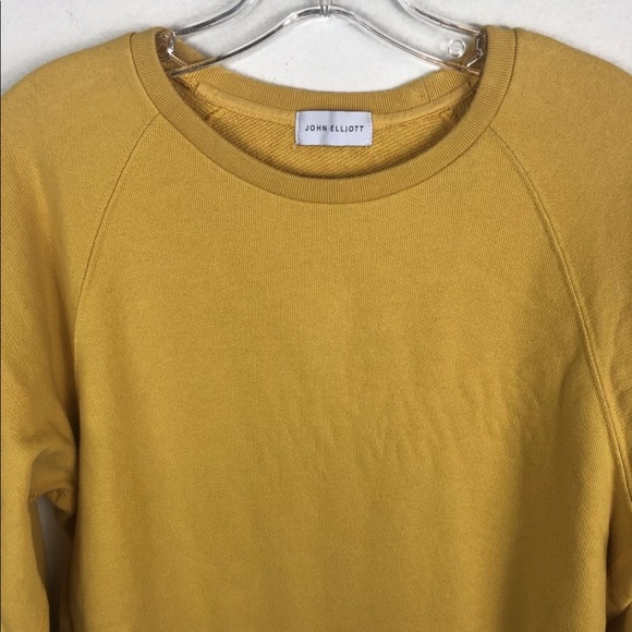 John Elliott Pique Solid Yellow Crewneck Sweatshirt Small - Picture 2 of 8